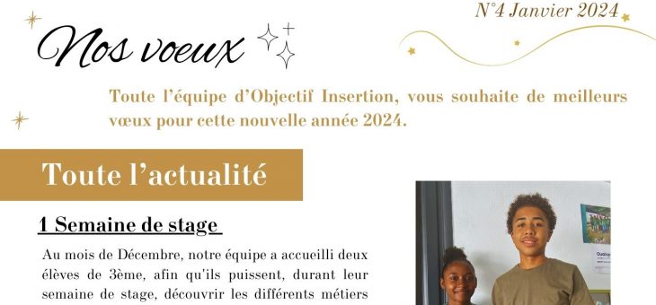 Newsletter du mois de Janvier 2024